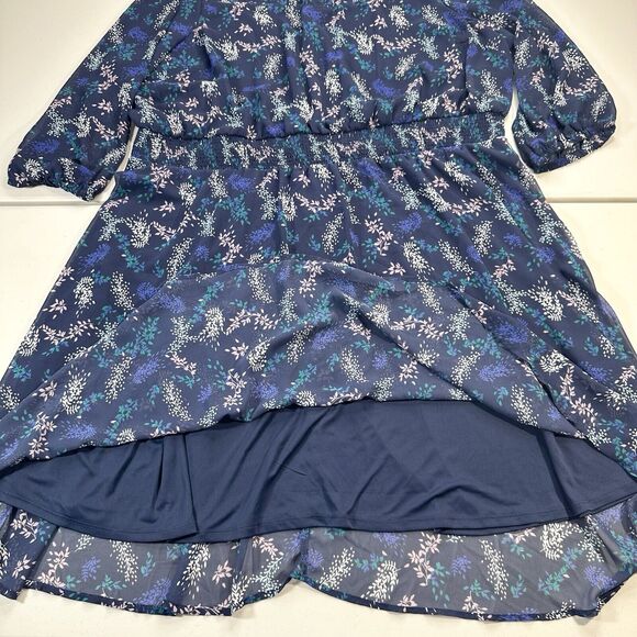 Lane Bryant Floral Midi Dress Smocked Waist Chiffon Size 28 Blue, Pink - Picture 9 of 11
